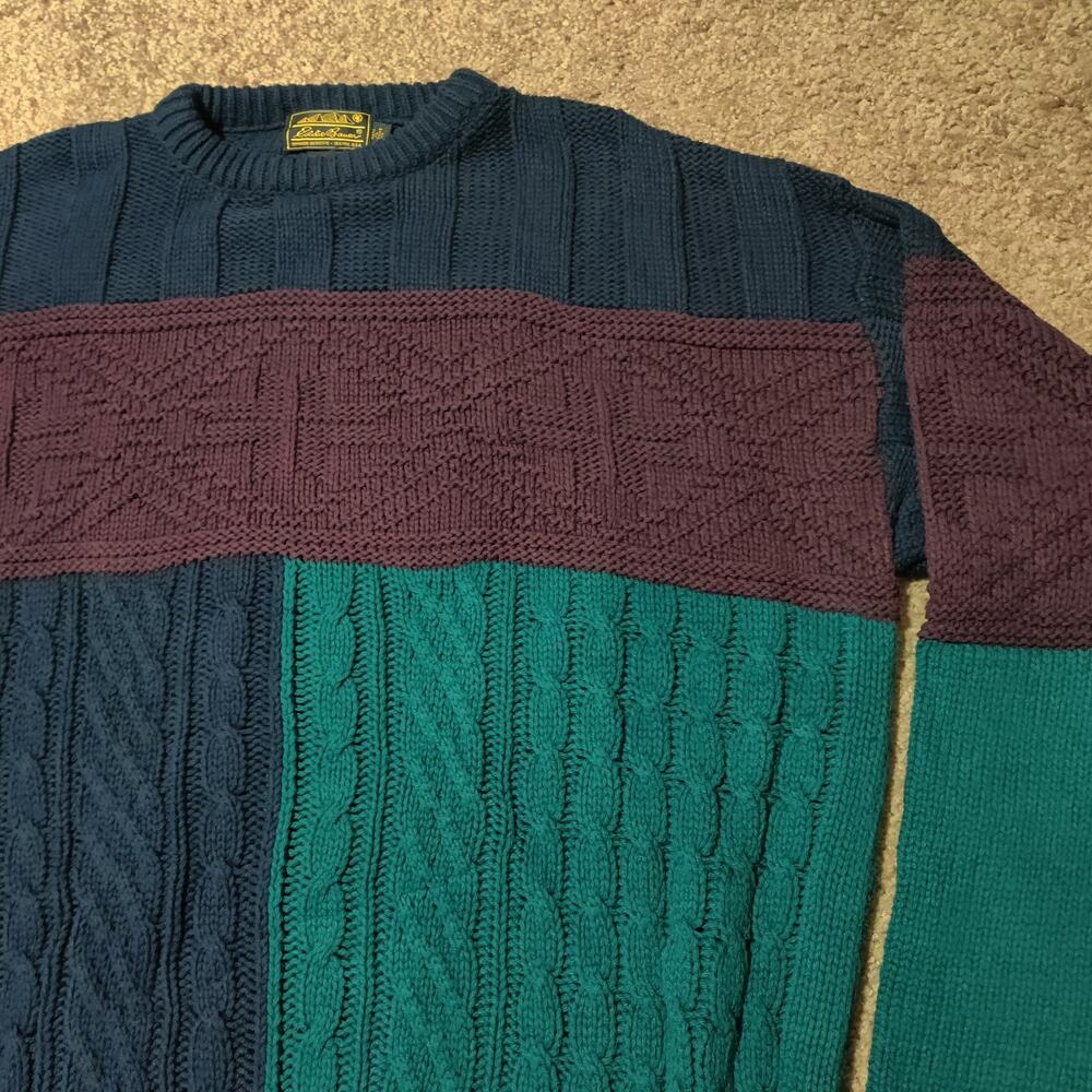 Eddie Bauer‎ Vintage Pullover Sweater Cable Knit MADE IN USA Mens Size XL